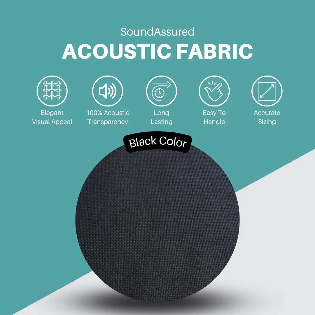 SoundAssured Standard Acoustic Fabric - 100% Acoustically Transparent - for DIY Acoustic Panels, Speaker Grill Fabric, Guitar Amp Fabric - Black