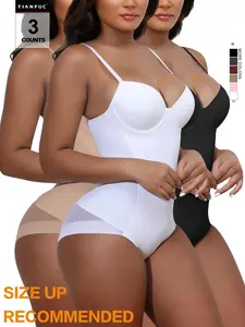 Women's Solid Color Seamless Tummy Tuck Underwear Bodysuit, Casual Comfy Breathable Fit Shaper, Women's Shapewear for Daily Wear