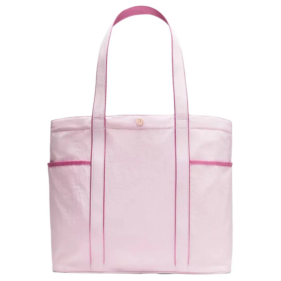 Lululemon Daily 20L Multi-Pocket Nylon Shopper Handbag, Soft Commuter Tote, Women's Working Bag (Pink)
