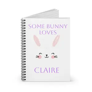 Personalized Bunny Spiral Notebook – Cute Custom Journal for Kids, Easter Gift, School Stationery, Name Printed Notebook