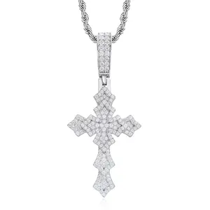 【#CMP15】Cross Pendant UCCIYO Lab-Created Moissanite Pendant Copper Moissanite Pendant Necklace for Women Men Hip Hop Jewelry Gift