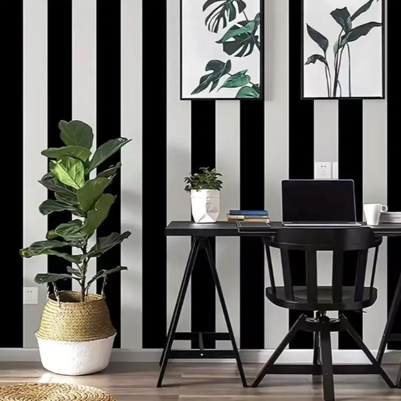 Simple Vertical Striped Self-Adhesive Wallpaper, Waterproof Moisture-Proof Strong Adhesive Wall Paper for Bedroom Living Room