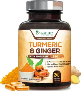 Turmeric Curcumin Supplement with 95% Curcuminoids Organic Turmeric and Ginger BioPerine Black Pepper Extract for High Absorption Natural Vegan Joint Support Inflammatory Support Antioxidant Properties Pain Relief