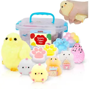10 Pack Taba Squishy Toys kit with Toy Box & Cute Stickers, Kawaii taba Squishies Stress Relief Toys Party Favors for Kids 4-8 8-12, Squishy Fidget Toys for Kids ,Easter Gifts Easter Basket Stuffers