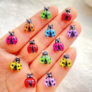 50pcs new color mini beetle resin figurines for nail decoration, flat back micro decoration for DIY crafts, scrapbooks, wedding and Valentine's Day decoration, jewelry making, craft enthusiasts, DIY Craft Embellishments
