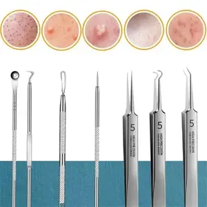 11/1Pcs Ingrown Hair Tweezers Acne Clips Blackhead Removal Needles Black Dots Pore Cleaner Deep Cleansing Face Skin Care Tools Pore Cleaning Removal Tweezer