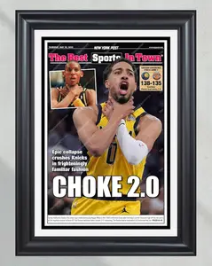2025 Tyrese Haliburton 'Choke 2.0' – Pacers vs. Knicks Game 1 Framed Newspaper