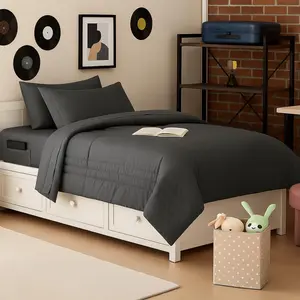 Dorm Room Essentials Twin XL Comforter Set – College-Ready Bundle with Comforter, Mattress Protector & Sheets with Pockets on the Side & Built-in Corner St