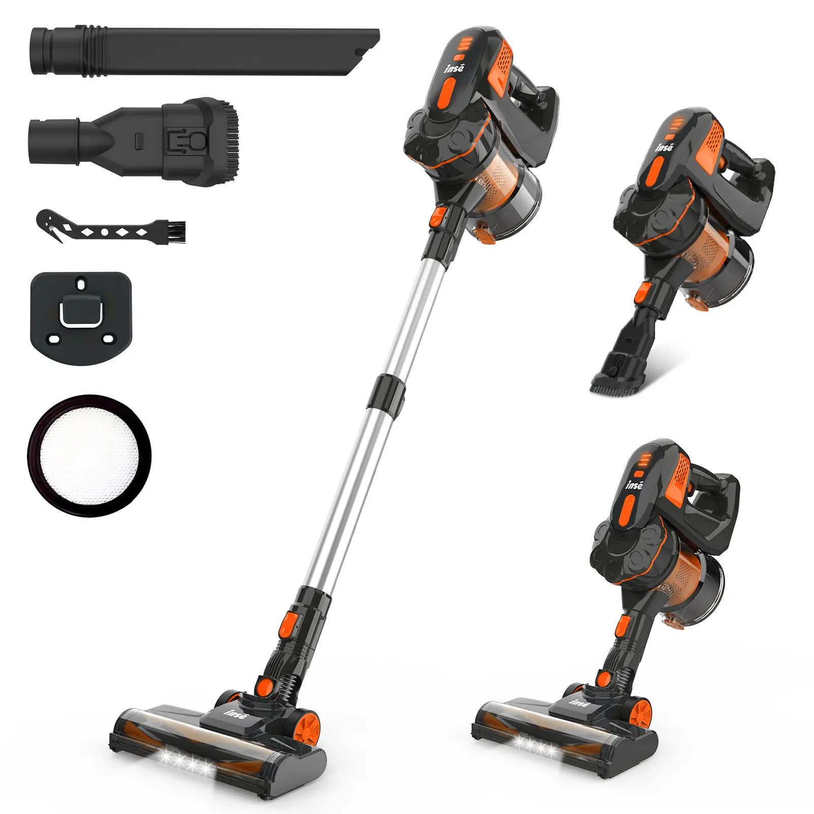 INSE Cordless Vacuum Cleaner, 6-in-1 Rechargeable Stick Vacuum, 45mins Runtime, Lightweight Portable Vacuum, Ultra-Quiet, Versatile for Home Hard Floor Pet Hair Car Memorial Day Sale pet lovers Summer Sale