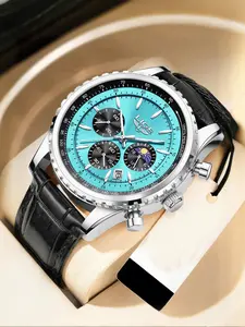 Men's Business Fashion Round Dial Quartz Watch, Fashion Watch for Party, Daily Clothing Decor, Trendy All-match & Exquisite Watch for Birthday Gift with Box, Casual Trendy Wristwatch, Business Fashion Watches