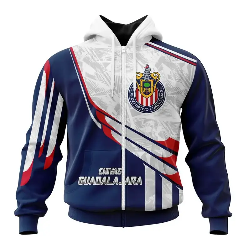 LIGA MX Chivas Guadalajara 2026-27 Special Design Concept Zip Hoodie, Full Zip Soccer Hoodie, Football Fan Jacket for Men & Women