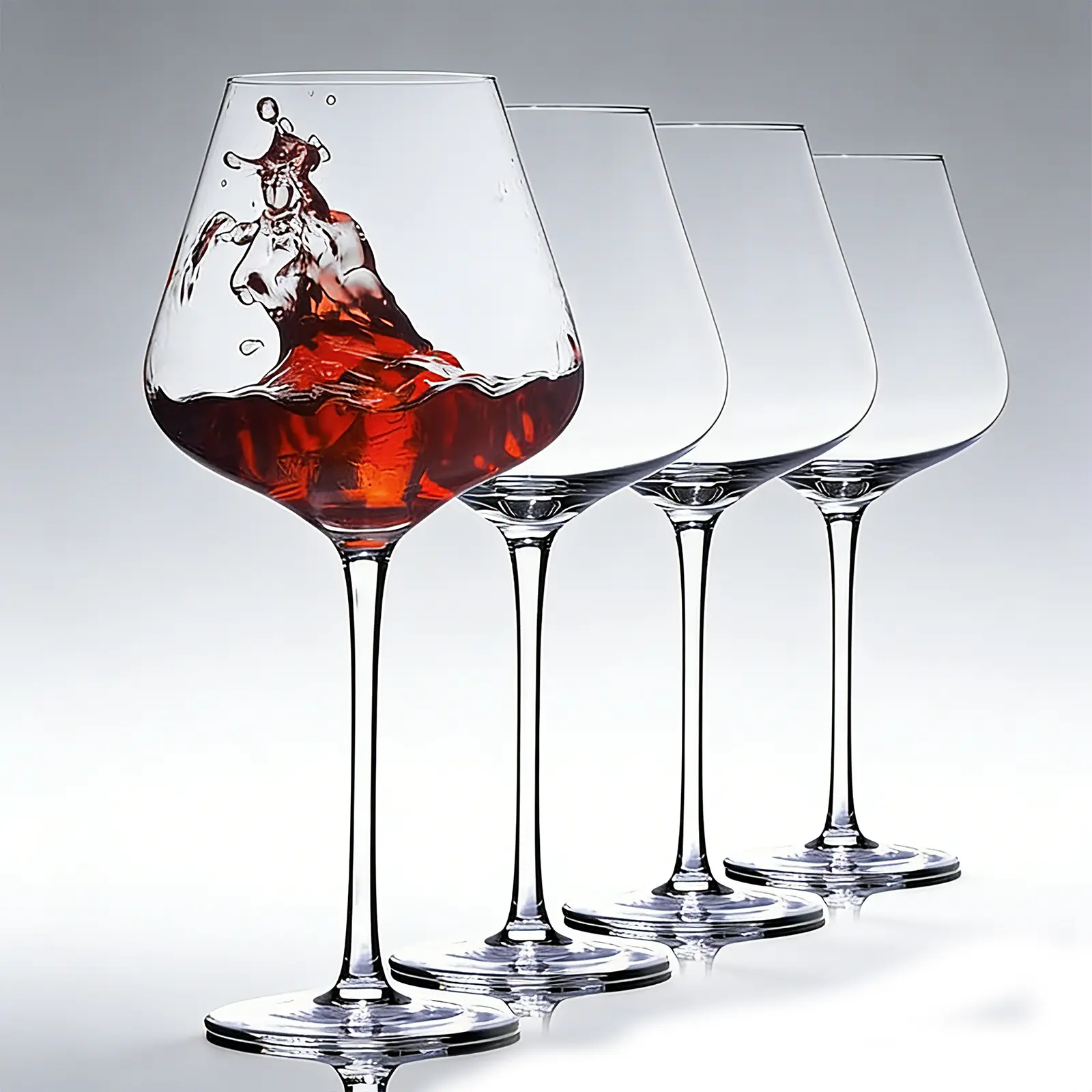 Hand Blown Red Wine Glasses Set of 4, 23 oz Burgundy Wine Glasses with Long Stem – Unique Gift for Wedding, Anniversary, Party – Clear Drinkware, Wine Lover Gifts Lightweight Thin