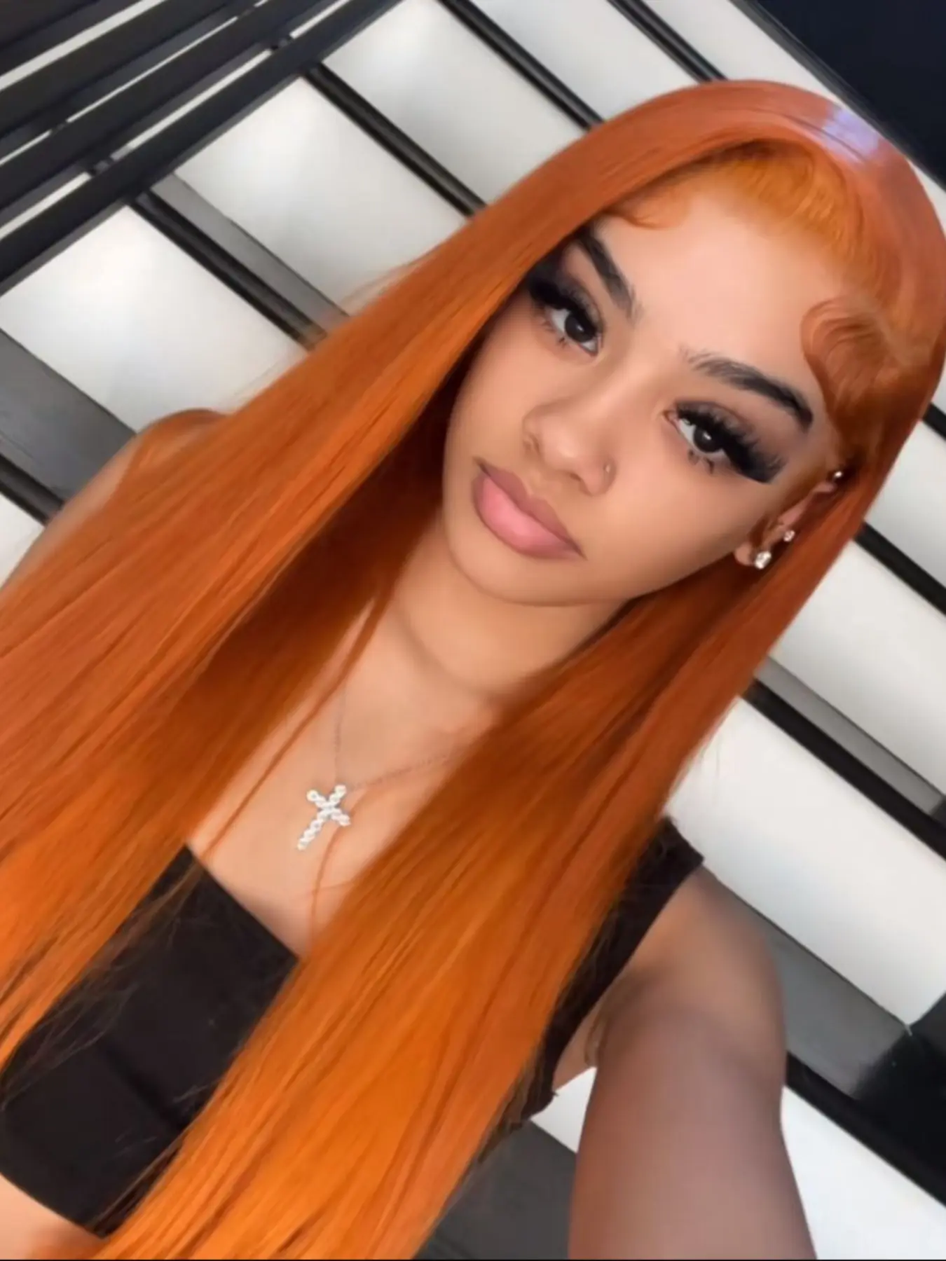 Ginger Long Straight Wig, 13x4 Lace Natural Hairline, Heat Resistant Synthetic Fiber, Synthetic Hair Pieces, HD Lace Frontal Colored Wigs Preplucked For Women，Cosplay & Daily Wear, Hairstyle Wigs