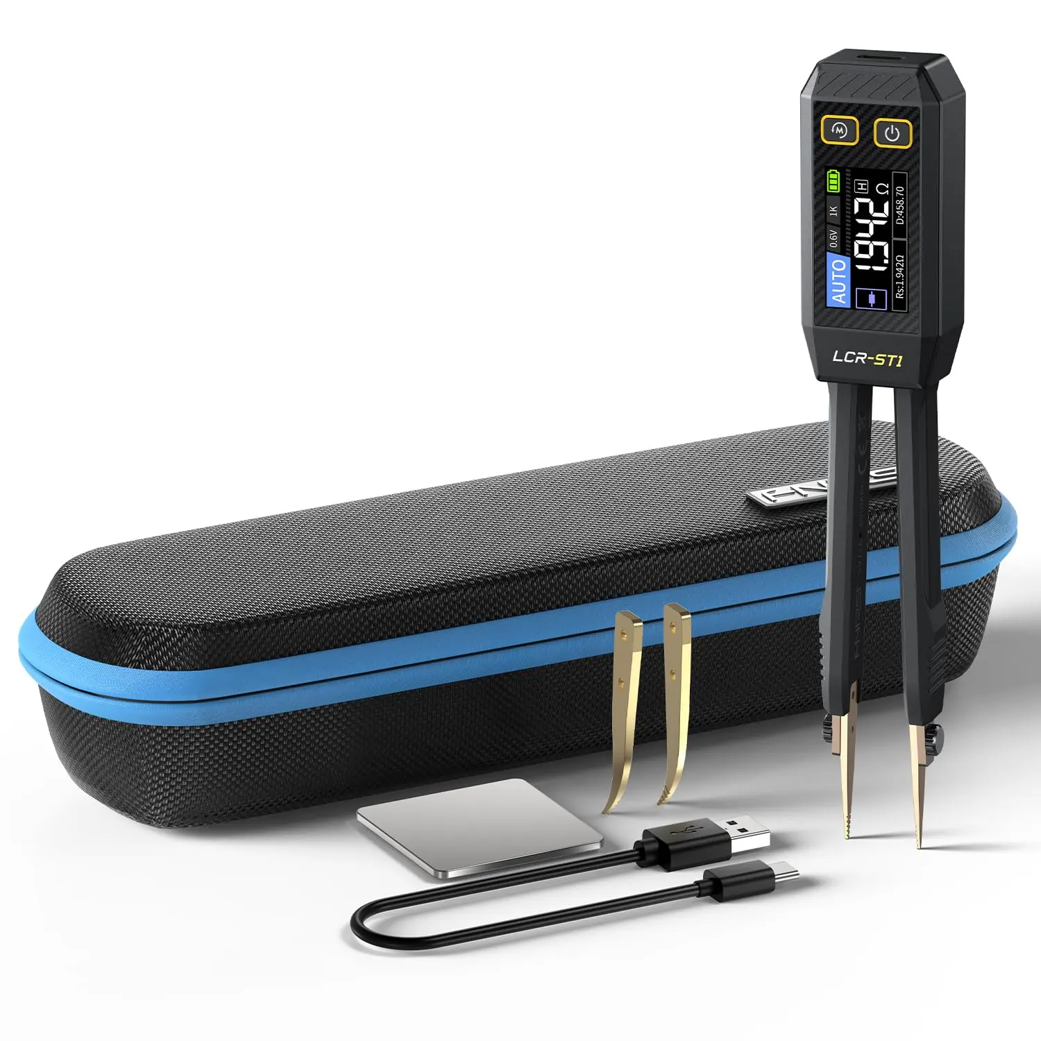 FNIRSI LCR-ST1 Mini Smart Digital Tweezer Handheld Multifunctional Tester, 3 Test Frequencies & 2 Test Voltages, for Resistance Capacitance Inductance Diode Measurement, Portable Electrical Measuring Tool, Handheld Tester