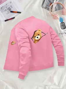 Cartoon Bear Zip-Up Jacket - S-XXL Sizes, Suitable for Casual/Formal Wear in All Seasons, Trendy for Daily Outfits & Outdoor Activities