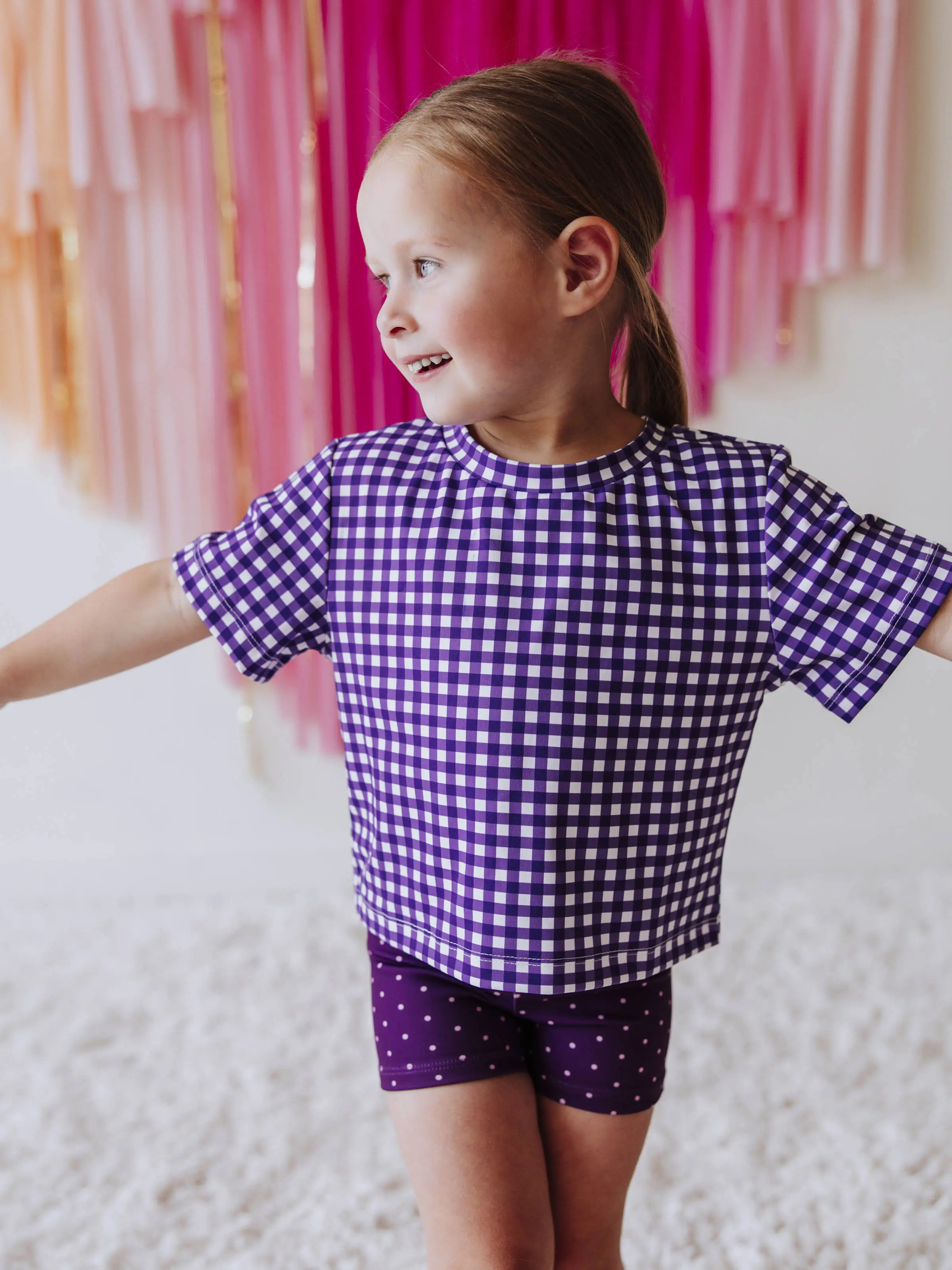 All in Motion Set - Purple Gingham