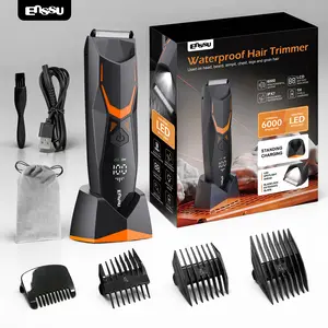Enssu Pro Electric Body Trimmer for Men – Waterproof Pubic & Body Hair Groomer, Type-C Rechargeable Cordless Shaver with Ceramic Blades, Wet/Dry Use, Precision Grooming for Smooth Skin