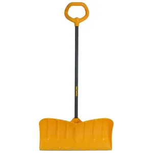41.25 in. Handle Steel Snow Shovel and 26 in Plastic Blade Combo and Pusher with Steel Strips