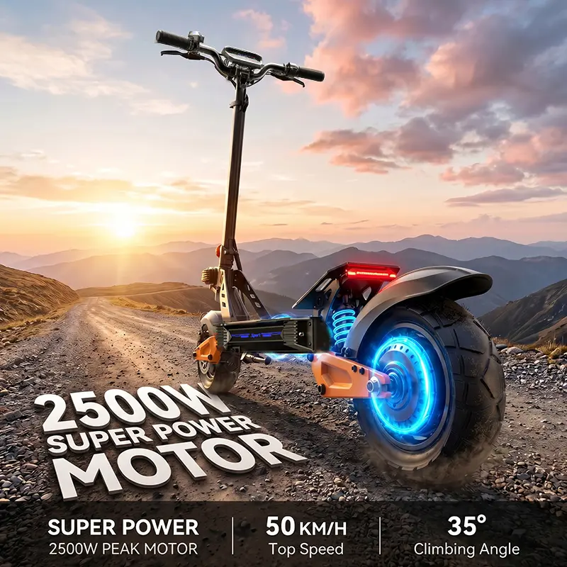 Unisex Motorized Scooters for Adults - Compact Fold Commuter Model, 700W Motor up to 19.9 MPH, 11-Inch Pneumatic Tire Off-Roading Scooter with Shock Absorption, 3 Gears, Dual Braking System, Front & Rear Lights