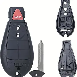 Key Fob Shell Replacement for Dodge for RAM 1500 2500 3500 Grand Caravan Journey Durango for Jeep Grand for cherokee 2010 2011 2012-2017 2+1 Butn Pad Cover