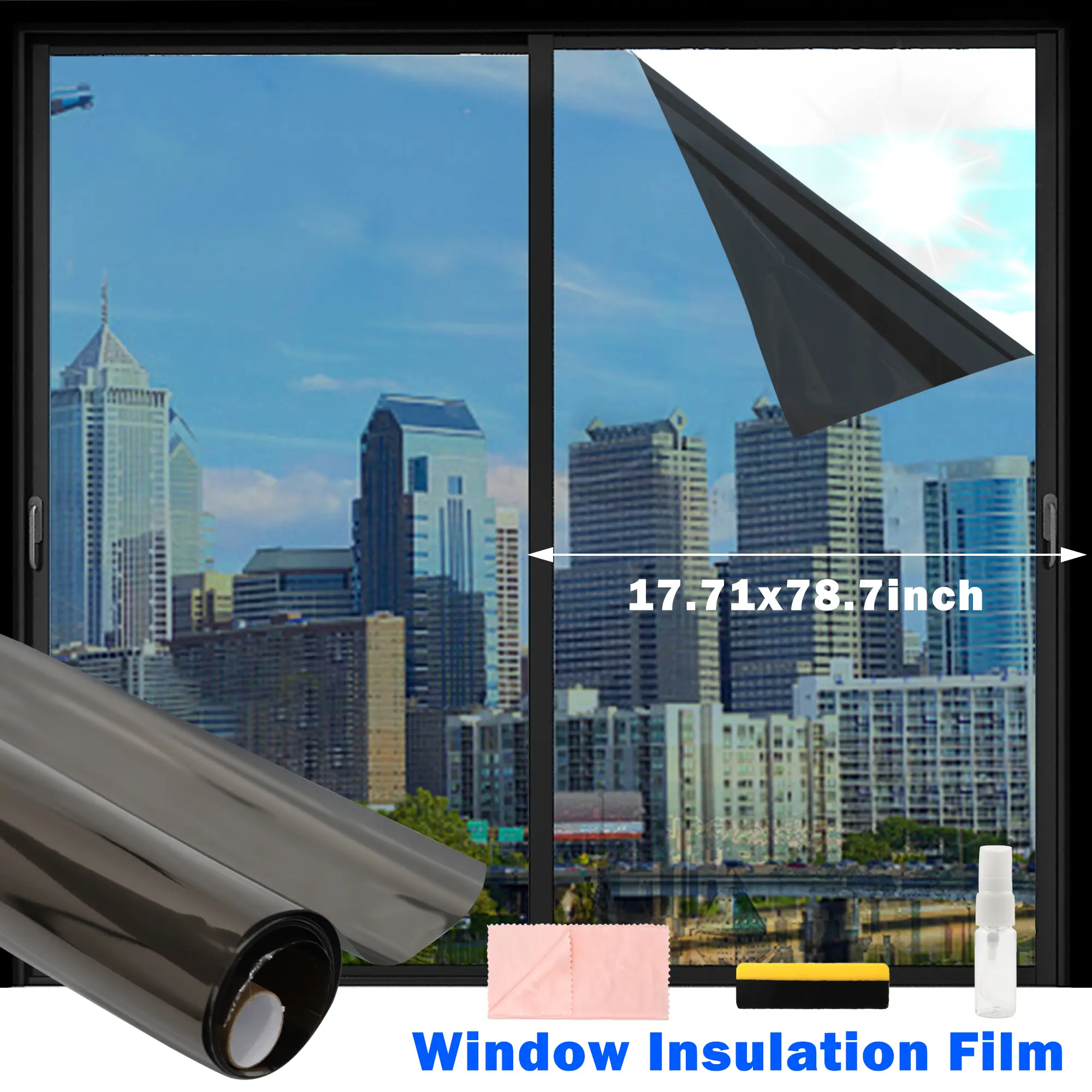 1 Count Window Privacy Film, Reusable and Leaves No Adhesive Residue，Blocks Prying Eyes While Keeping Room Bright Sunshade Curtains