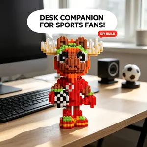 Moose Mascot Soccer Mini Building Blocks Set - 1000+ Pcs Micro Bricks 3D Puzzle Construction Toy, Engaging Mindful Hobby, Cool Room Aesthetic Decoration Gift