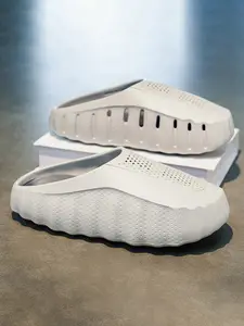 Men's Thick Sole Holey Shoes, Breathable Anti-Slip Eva Sandals, Soft Bottom Slip-On Mules, Odor-Resistant Quick-Dry Lightweight, Summer Outdoor Beach Home Use Slipper