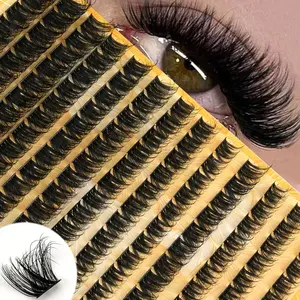 156 Pcs False Eyelashes D Curl DIY Cluster Style, 10-16mm Length, Reusable, Natural to Dramatic Look, Voluminous and Full Effect, Eyelash Clusters