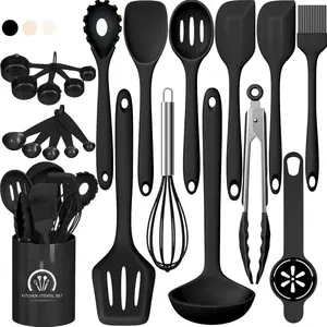 AISOON 22-Piece Silicone Kitchen Utensil Set - Chef-Approved Nonstick Cooking Tools with Spatula, Spoon, Whisk - Heat Resistant & Dishwasher Safe Ladle Fork Pasta Tongs Turner Khaki