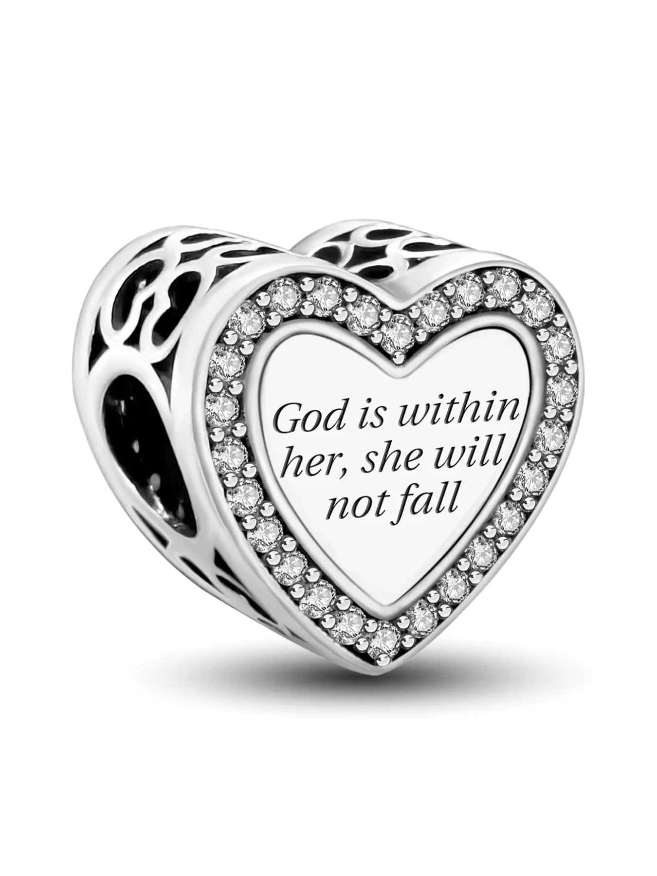 1Pc New Design Bible love Unbeaten Beaded Love Heart Charm Diy With Charms For Bracelets DIY Jewelry Making Kit Suitable for Bracelet Creative Craft Materials Holiday Gift Pendant Women Birthday Gift Daily Wear Accessories Engraved Jewelry