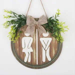 Wooden Welcome Toilet Sign, Creative Toilet Hanging Decor for Home, Indoor Garden and Porch, Home Decor, Signage