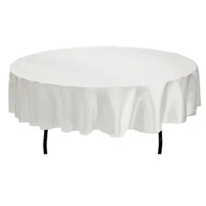 Tektrum 70inch/90inch Round Silky Satin Tablecloth - Premium Fabric - Best for Wedding Party Banquet Events Restaurant Kitchen Dining Decoration - White Color