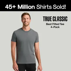 True Classic Men's 4-Pack Short Sleeve Crew Neck T-Shirts - Premium Fit for Everyday Comfort & Casual Style, Soft Breathable Fabric, Durable 60% cotton/40% polyester. Blend, Versatile Style for Every Occasion