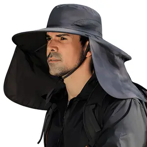 2Pc Pack Unisex Adventure Sun Hat UPF50+ Waterproof Fishing Hat with Detachable Neck Shield