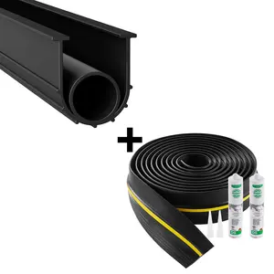 VEVOR Garage Door Threshold and Bottom Seals Kit,  20 FT U Shape+O Ring Universal Garage Door Bottom Seal Weatherstrip PVC, Combine with Weatherproof Garage Threshold Seal Strip with Adhesive, Black