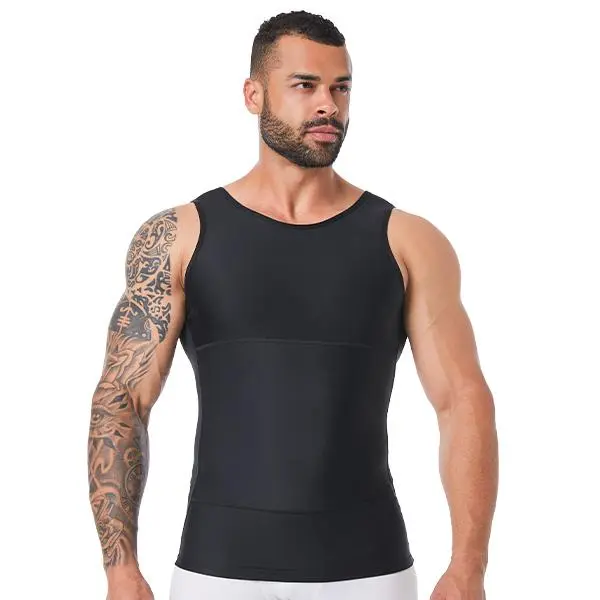 YOWODA Men's Shapewear Vest, Slim-Fit Sleeveless Compression Undershirt - Breathable & Flexible Nylon Elastane with Tummy Control for Casual Wear, Dates & Parties Fitness Workout Vest Yoga Sports Vest