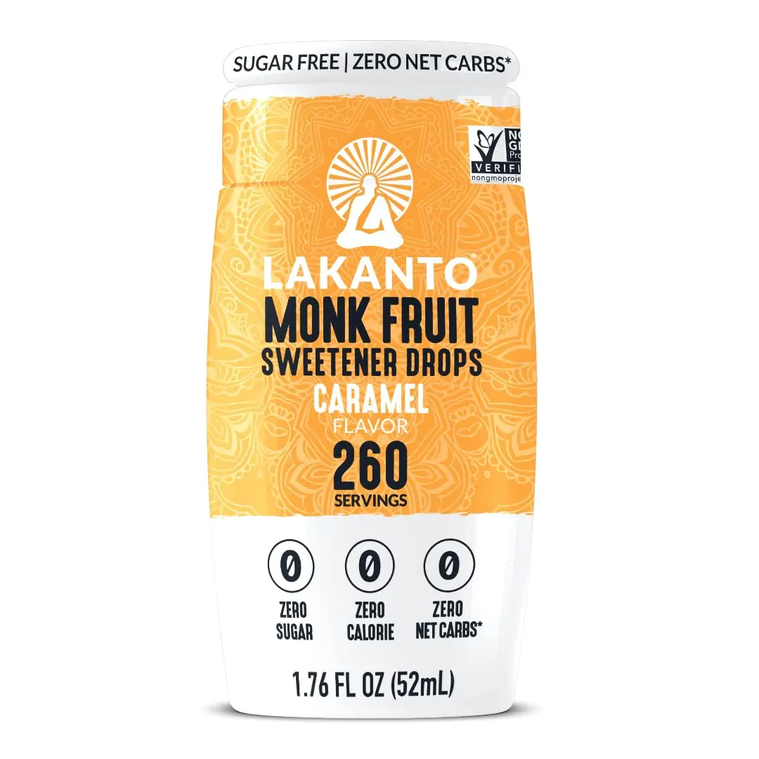 Lakanto Liquid Pure Monk Fruit Extract Drops - Caramel (1.76 Fl Oz)