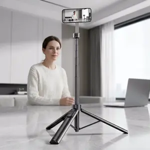 51" Magnetic Selfie Stick Tripod w/ Aluminum MagSafe Holder - 360° Rotatable Travel Stand with Rechargeable Remote for iPhone/Android - Perfect for March Madness/Spring Break/World Cup Vlogging