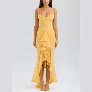 Clementine - Ruffled Draped Ruched Maxi Dress