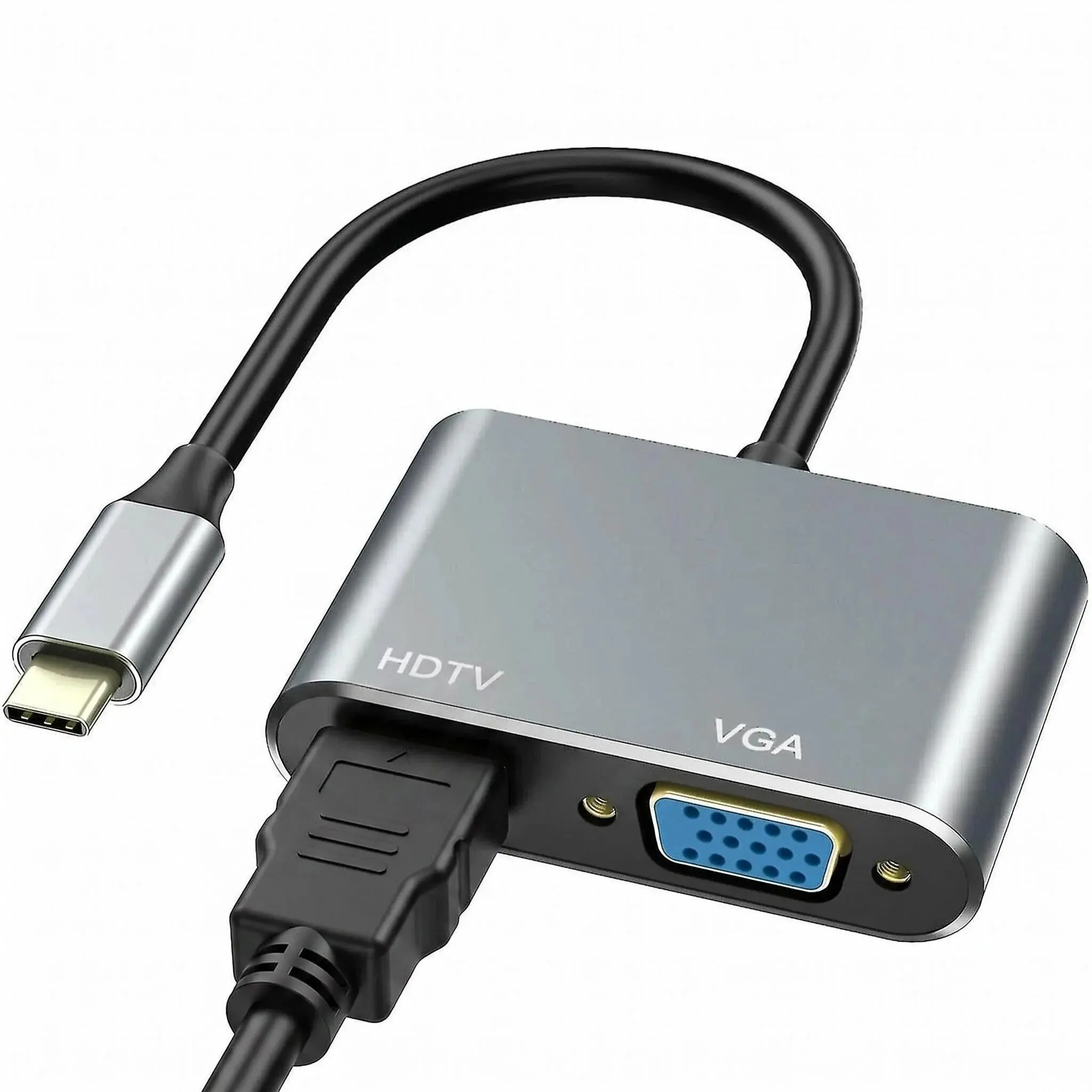 AEiTTO 4K@30Hz USB-C to VGA HDTV Adapter Functional Type C Accessories Type C Display Video Converter for MacBook iPad Chromebook Samsung Huawei Phone Tablet and More Devices