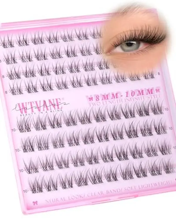 Wispy Lash Clusters Short Cluster Eyelash Extensions 8-10mm Natural Lash Extensions Soft Clear Band Lashes Clusters C-Curly Individual Lashes Natural Lash Extensions Look Glasses Friendly
