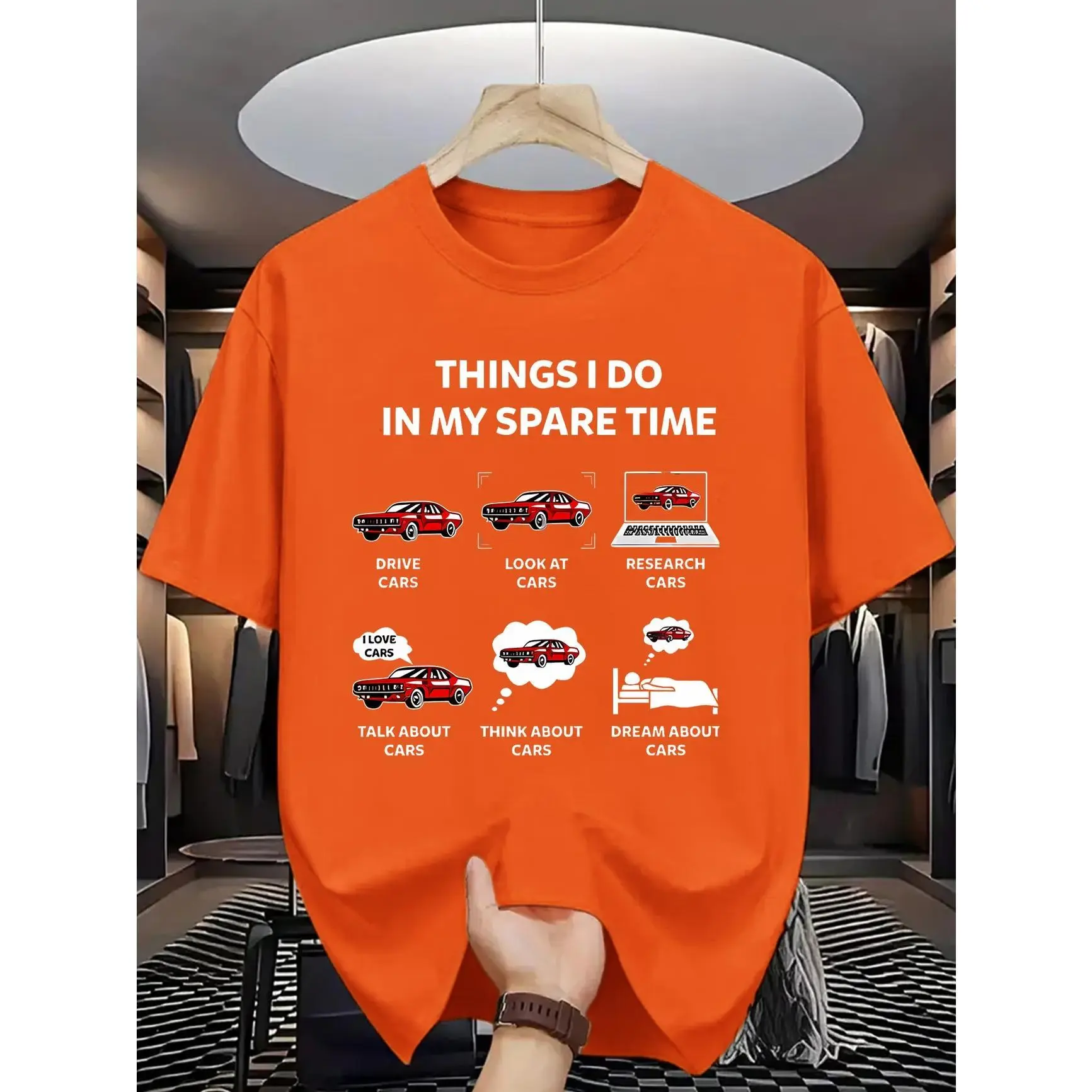 Things I Do In My Spare Time Cars Graphic T-Shirt - Funny Automotive Enthusiast Tee, Comfortable Cotton Top, Oversized Casual Fashion Outfit, Cute Gift for Him, Perfect Present for Car Lovers & Mechanics, Ideal for Valentine's Day, Father's Day & Birthday