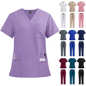 New doctor and nurse work uniforms, surgical gowns, scrub suits, operating room straight-leg pants, solid color sets