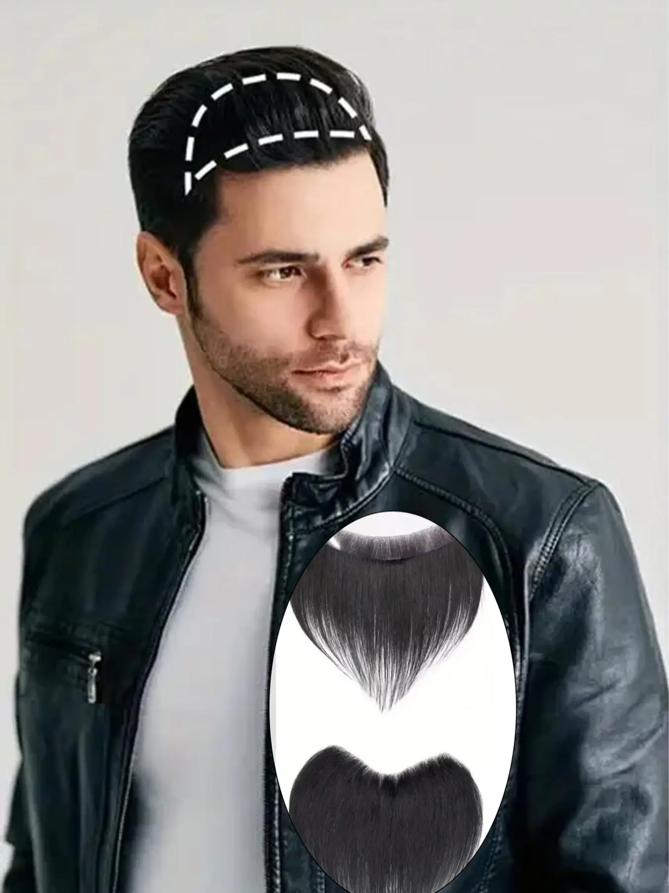Men's 100% Human Hair Topper, Natural Looking Hairpiece for Men, Fashionable Hair Accessories for Daily Use, Hair Topper Clip
