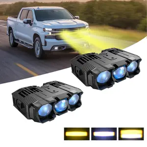 Front Grille LED Lights For Truck Motorcycle, White/Amber High Power Super Bright Grille Driving Lights Hi/Lo Beam Fog Light Waterproof Auxiliary Lamp For Offroad SUV ATV Motorbike UTV Boat Tractor, 2 Pack