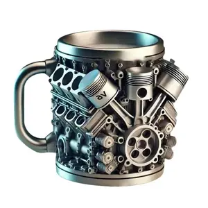 V8/V6 Engine Cup, Creative Mug Resin Crafts High-End Niche Mechanical Engine Ornament, Drinking Container, Gift