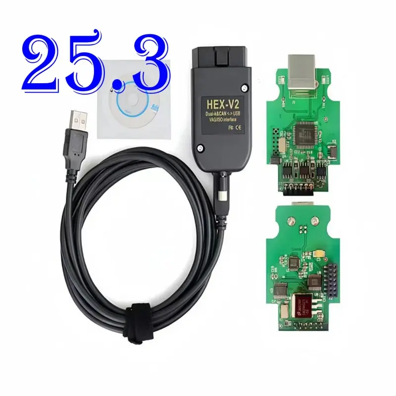High Quality 1:1 HEX V2 VCDS Software 25.3 OBD2 Diagnostic Tool for VW AUDI Car Tester  VAG COM