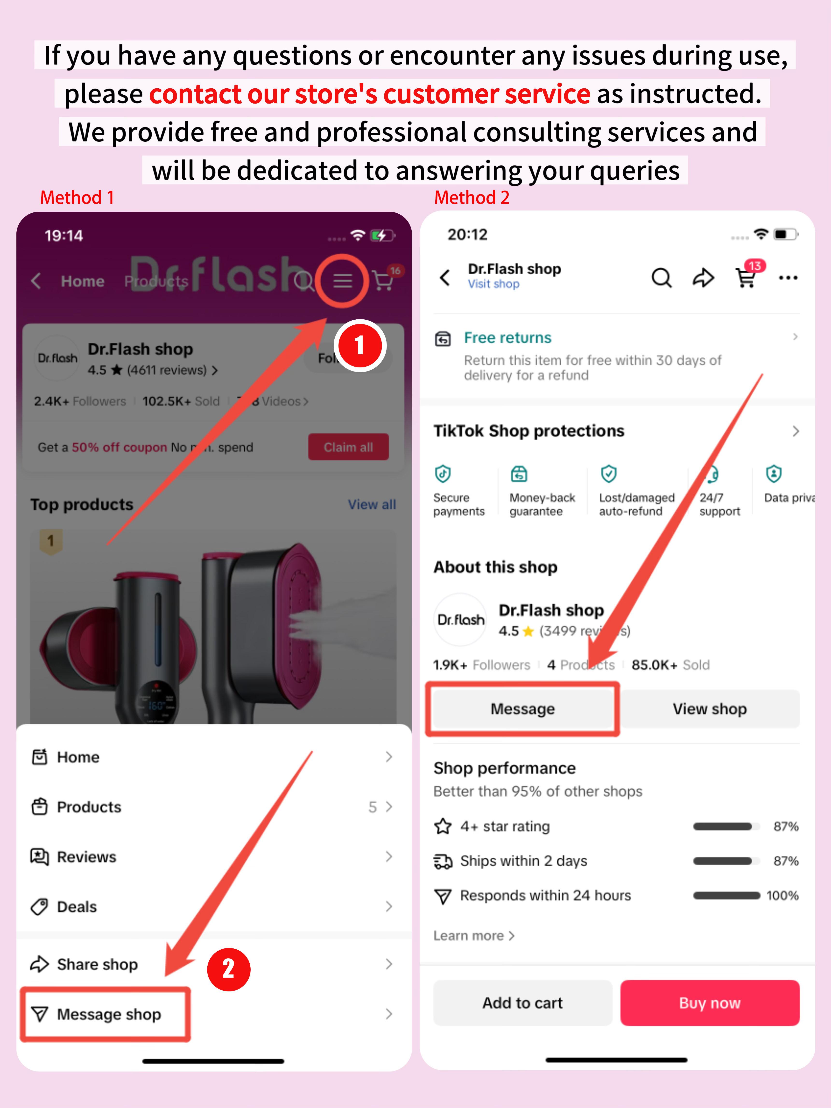 Dr.Flash Garment Steamer for Clothes, Portable Travel Clothing Steamer Iron, 7 Mode with LED Display, 5s Fast Heating, 90° Swivel Handle, New Year Gift