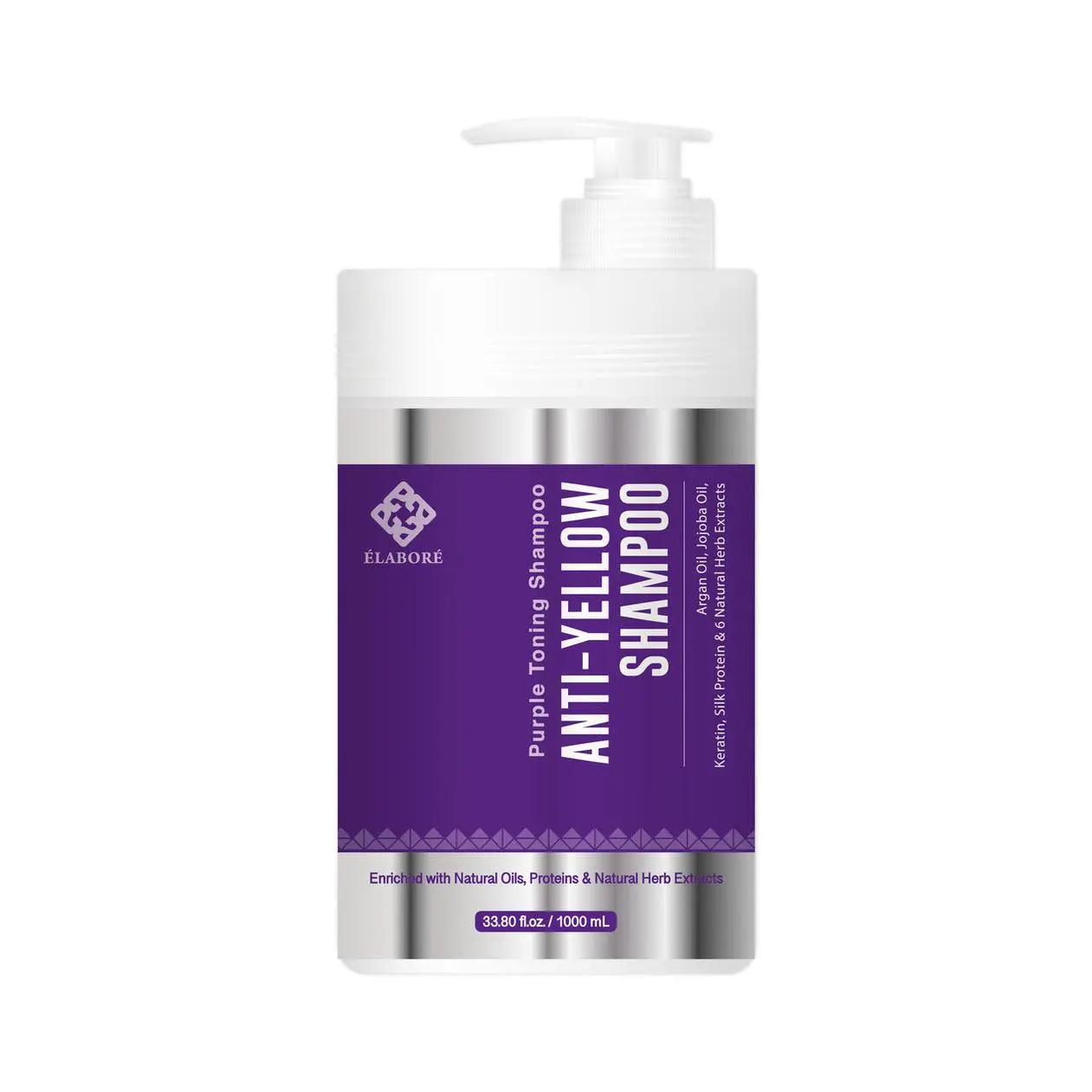 Elabore Purple Toning Shampoo - Hydrating Anti-Brass Hair Cleanser for Blonde & Gray Hair, Vegan Sulfate-Free Formula with Argan Oil, Keratin, and Moisturizer
