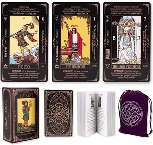 Tarot Cards for Beginners, Classic Tarot Cards with Meanings on Them, Durable Tarot Cards with Guide Book for Beginners (Black)